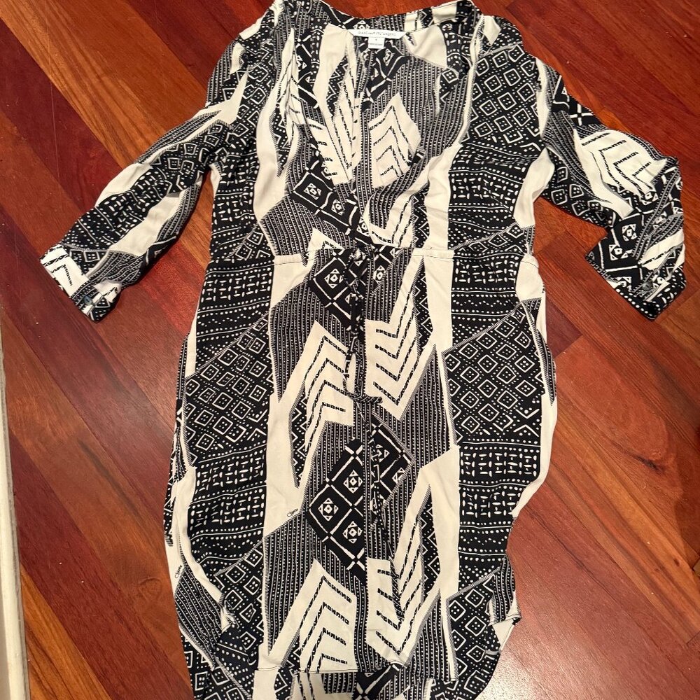 Diane von Furstenberg silk drawstring geo print dress - Picture 1 of 6